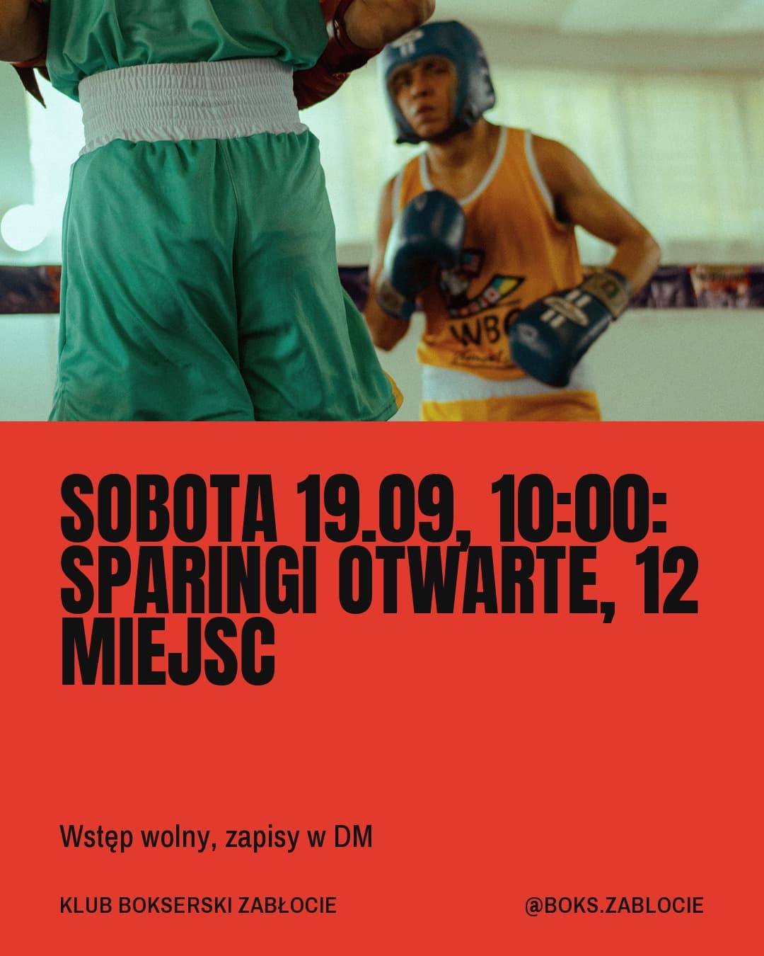 Afisz, wydarzenie: Sobota 19.09, 10:00: sparingi otwarte, 12 miejsc
