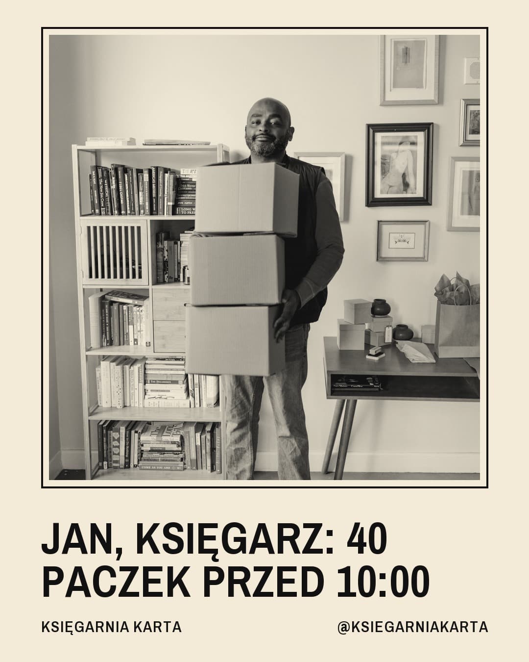 Bauhaus, kulisy: Jan, księgarz: 40 paczek przed 10:00