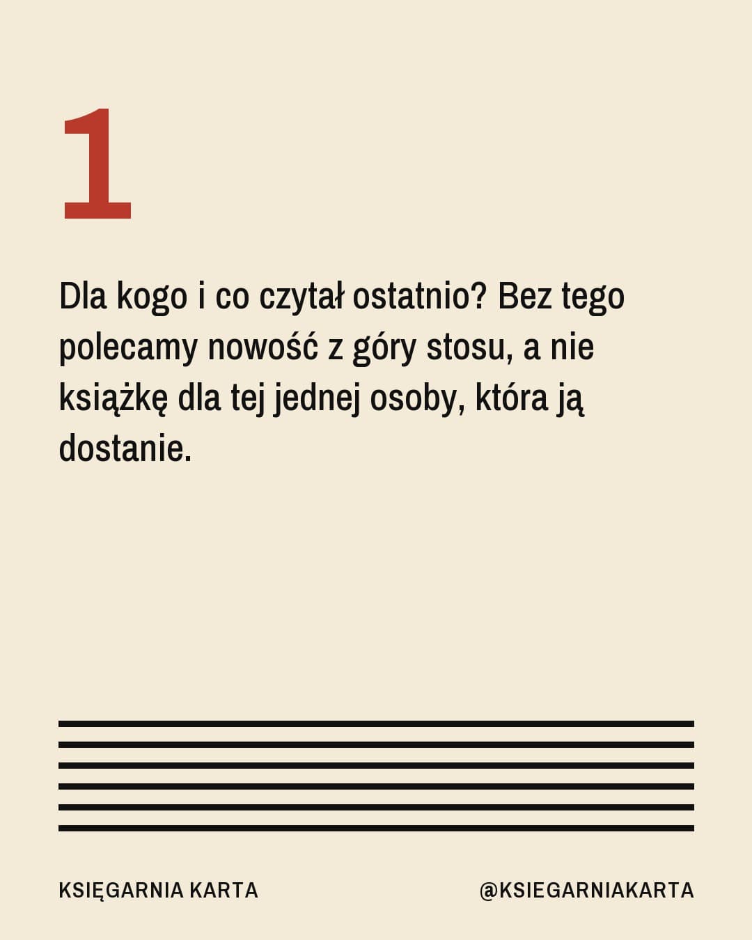 Bauhaus, karuzela porady, slajd 2 z 5: Dla kogo i co czytał ostatnio? Bez tego polecamy nowość z góry stosu, a nie książkę dla tej jednej osoby, która ją dostanie.