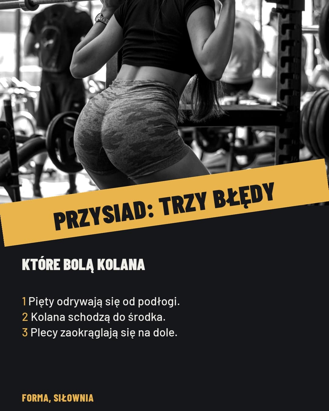 Ciężar, porada: trzy błędy w przysiadzie, które bolą kolana, zdjęcie przysiadu ze sztangą