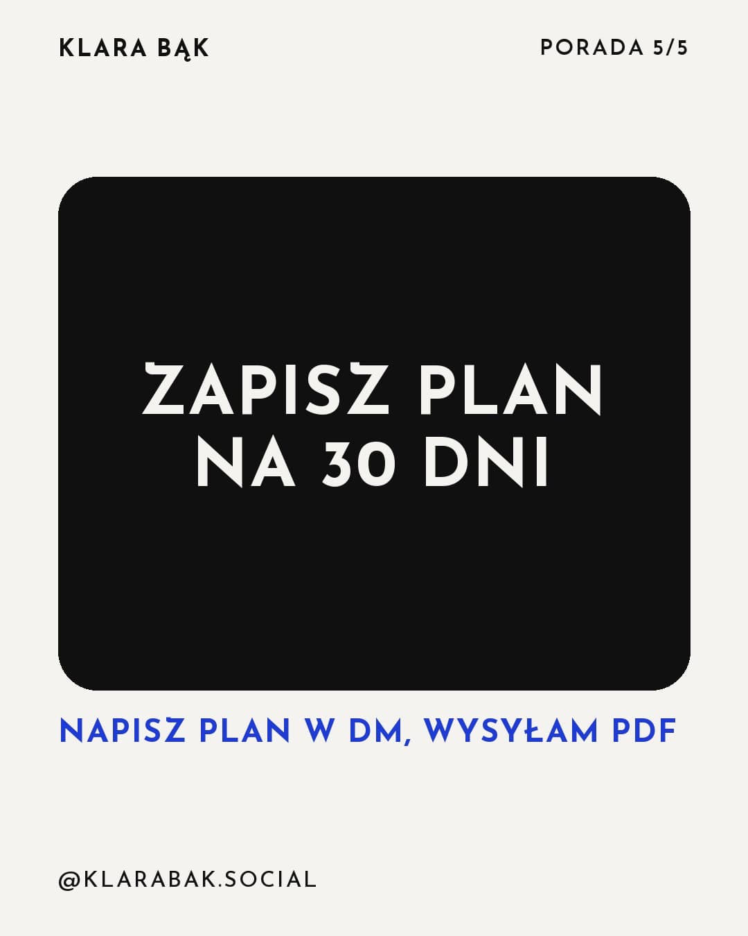 Kobalt, karuzela porady, slajd 5 z 5: Zapisz plan na 30 dni