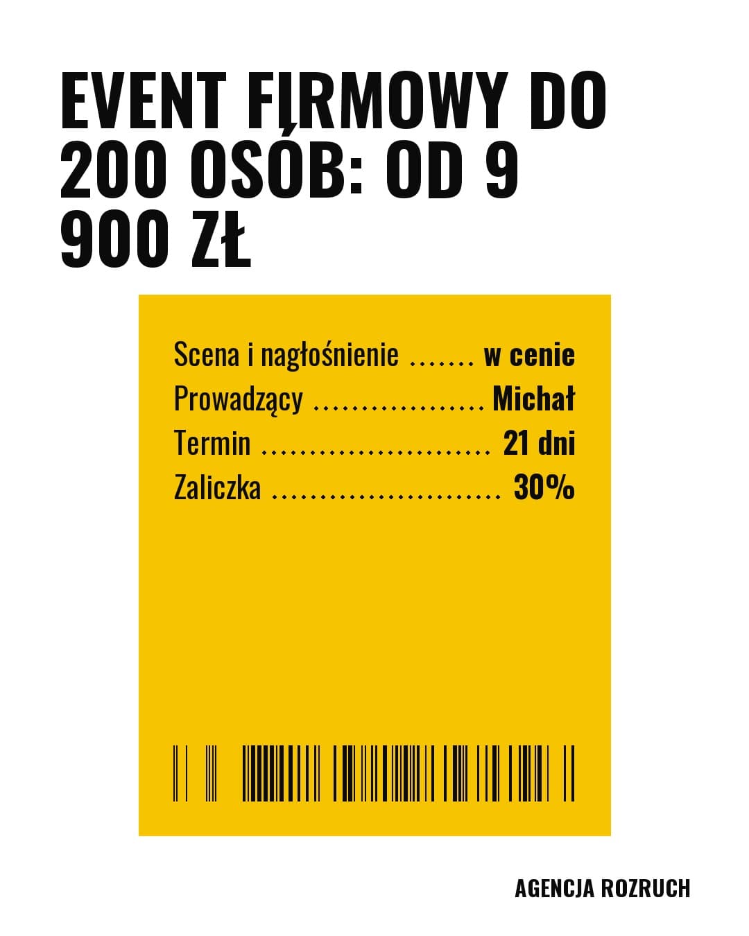 Namars, oferta: Event firmowy do 200 osób: od 9 900 zł