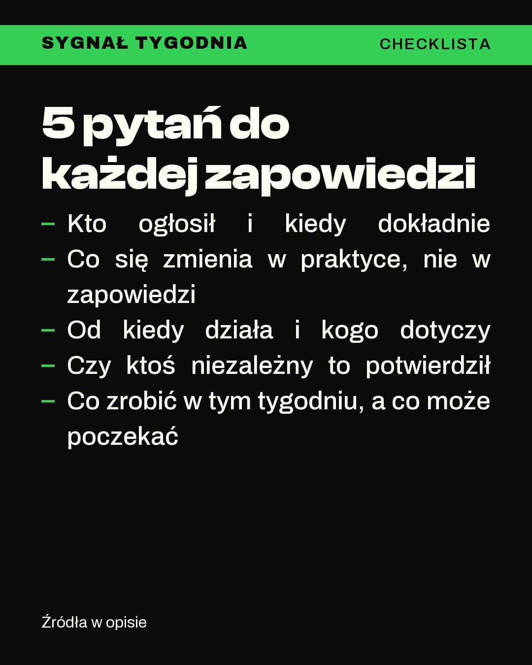 Sygnał, lista: 5 pytań do każdej zapowiedzi