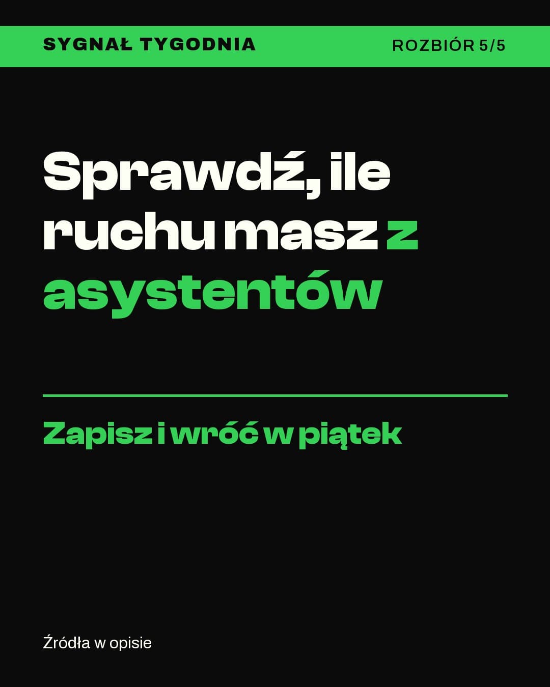 Sygnał, karuzela porady, slajd 5 z 5: Sprawdź, ile ruchu masz z asystentów