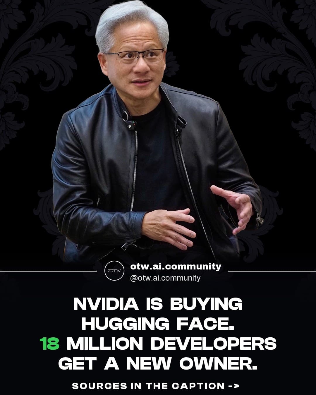 OTW, karuzela porady, slajd 1 z 7: Nvidia buys Hugging Face, home of 18 million AI builders