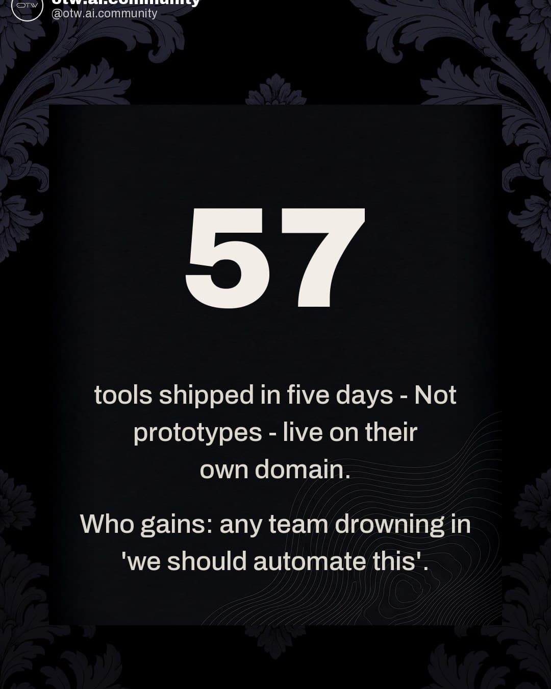 OTW, karuzela porady, slajd 4 z 7: Buffer shipped 57 internal tools in one week with AI