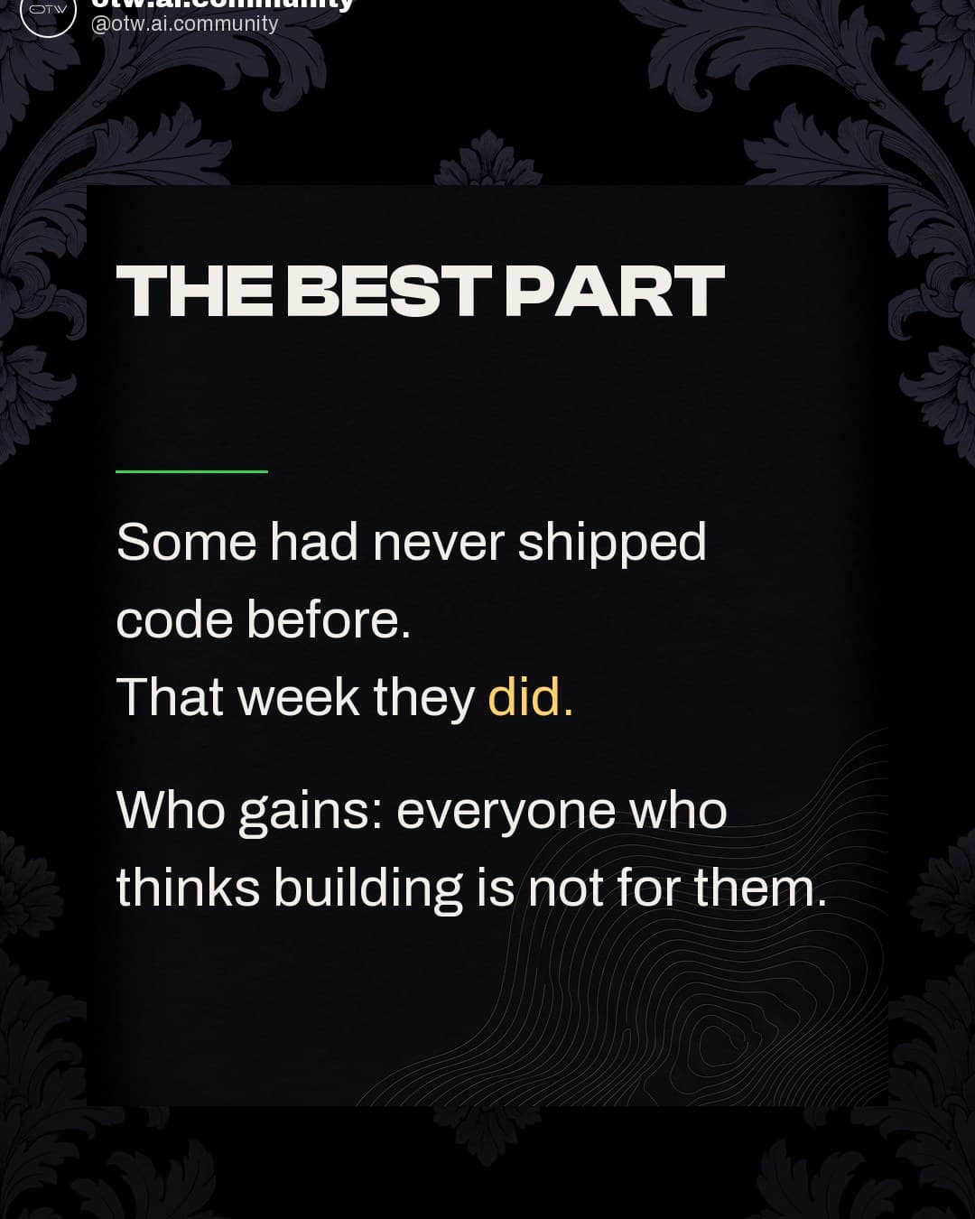 OTW, karuzela porady, slajd 5 z 7: Buffer shipped 57 internal tools in one week with AI