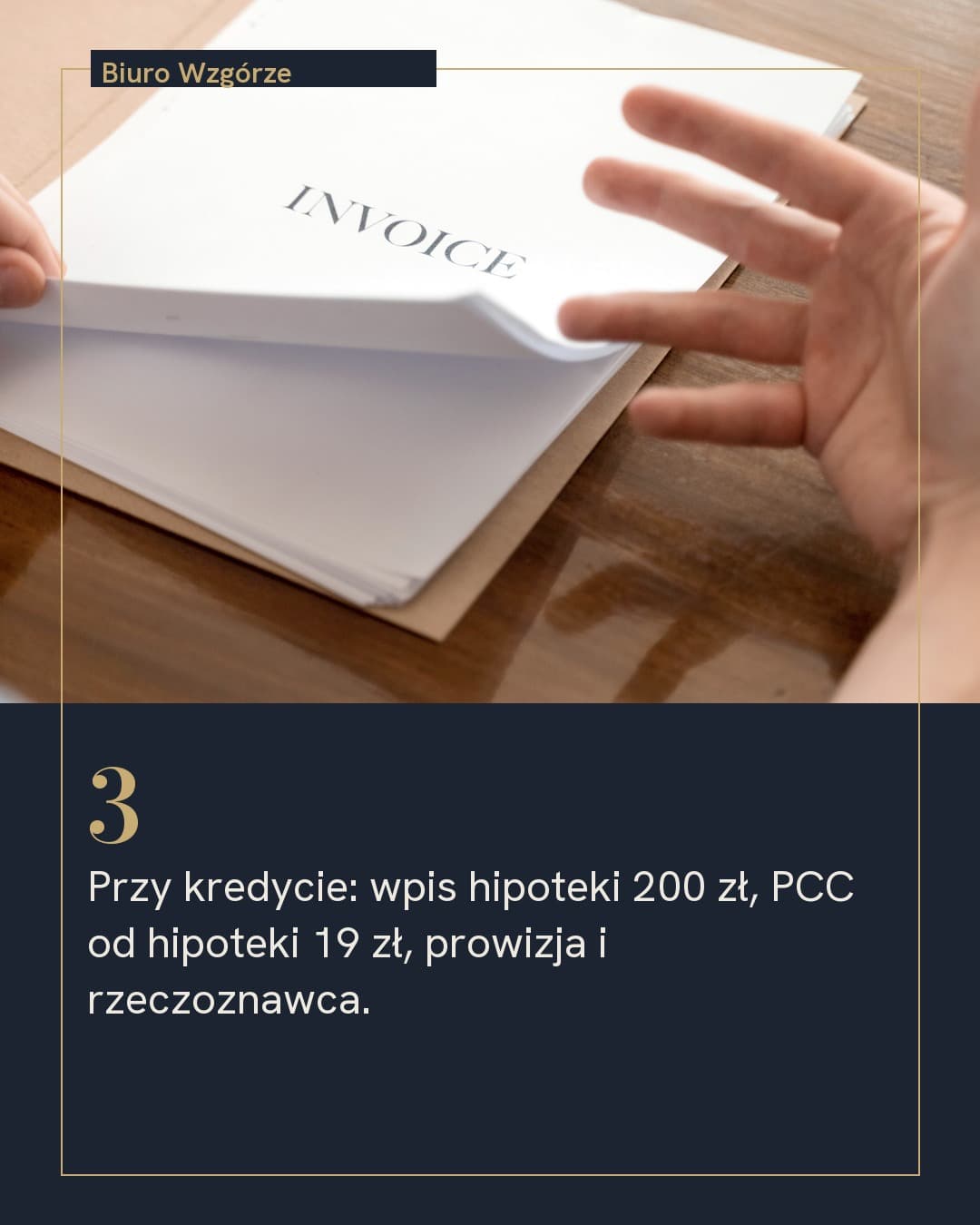 Parcela, karuzela porady, slajd 4 z 5: Przy kredycie: wpis hipoteki 200 zł, PCC od hipoteki 19 zł, prowizja i rzeczoznawca.