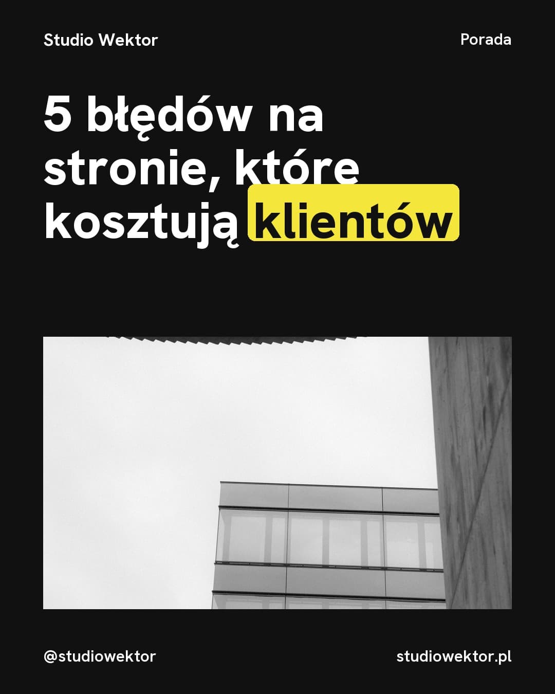 Pixel, karuzela porady, slajd 1 z 5: 5 błędów na stronie, które kosztują klientów