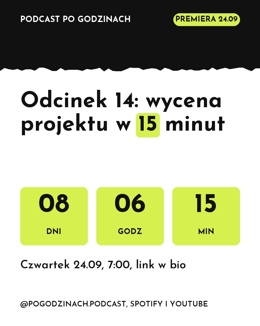 Podcast, oferta: Odcinek 14: wycena projektu w 15 minut