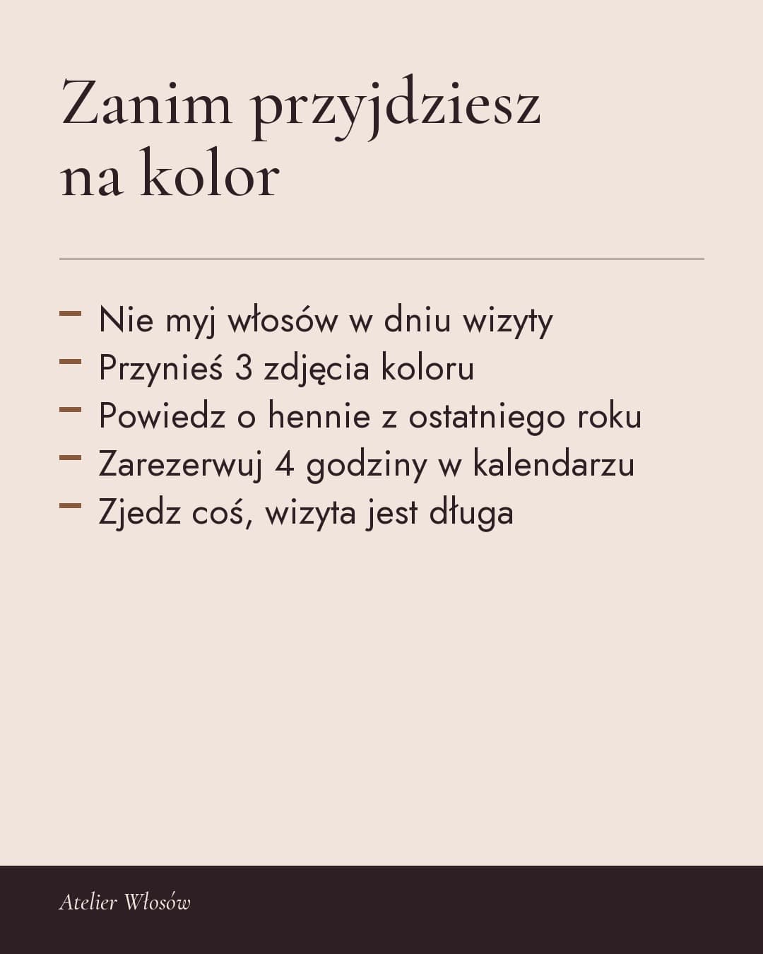 Salon, lista: Zanim przyjdziesz na kolor