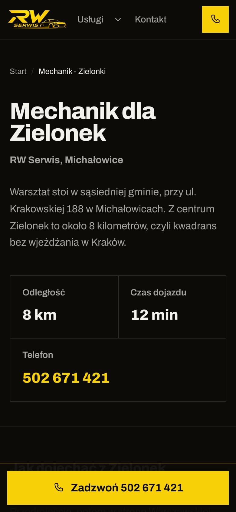 RW Serwis - Strona lokalna dla Zielonek na telefonie