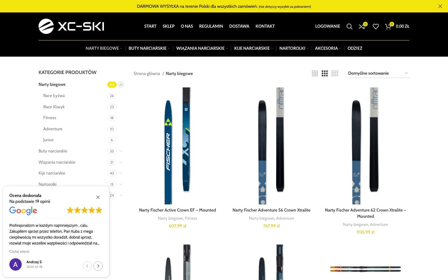 xc-ski.pl - Narty biegowe: lista z filtrami i wariantami