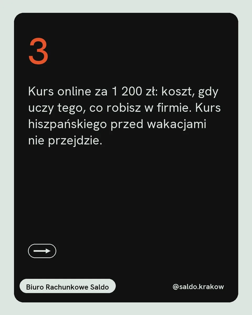 Mięta, karuzela porady, slajd 4 z 5: Kurs online za 1 200 zł: koszt, gdy uczy tego, co robisz w firmie. Kurs hiszpańskiego przed wakacjami nie przejdzie.