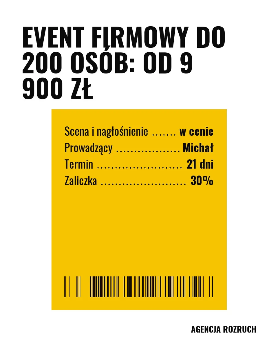 Puls, oferta: Event firmowy do 200 osób: od 9 900 zł