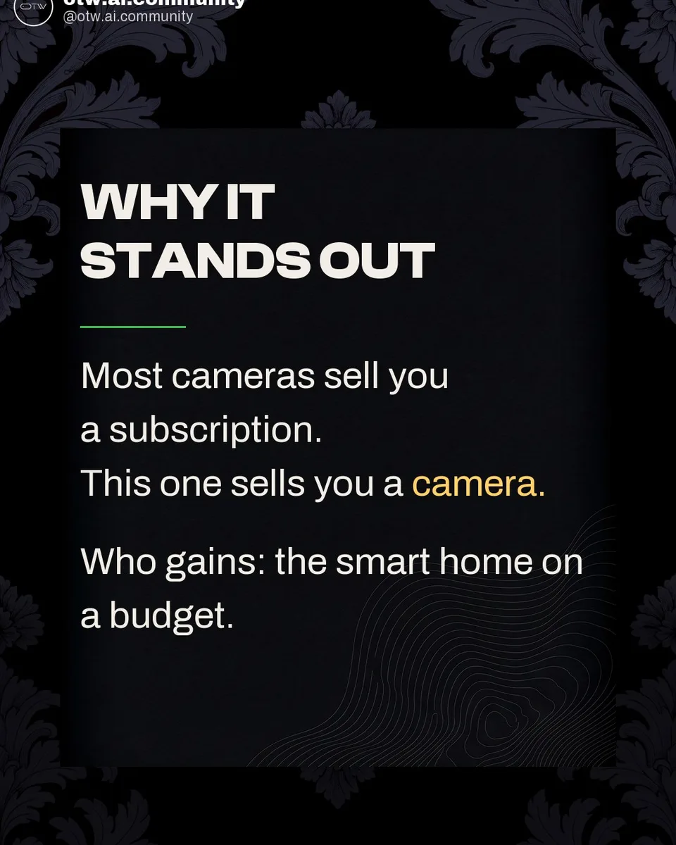 OTW, karuzela porady, slajd 5 z 7: A 50-dollar security camera with no subscription