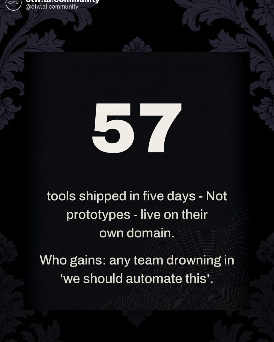 OTW, karuzela porady, slajd 4 z 7: Buffer shipped 57 internal tools in one week with AI