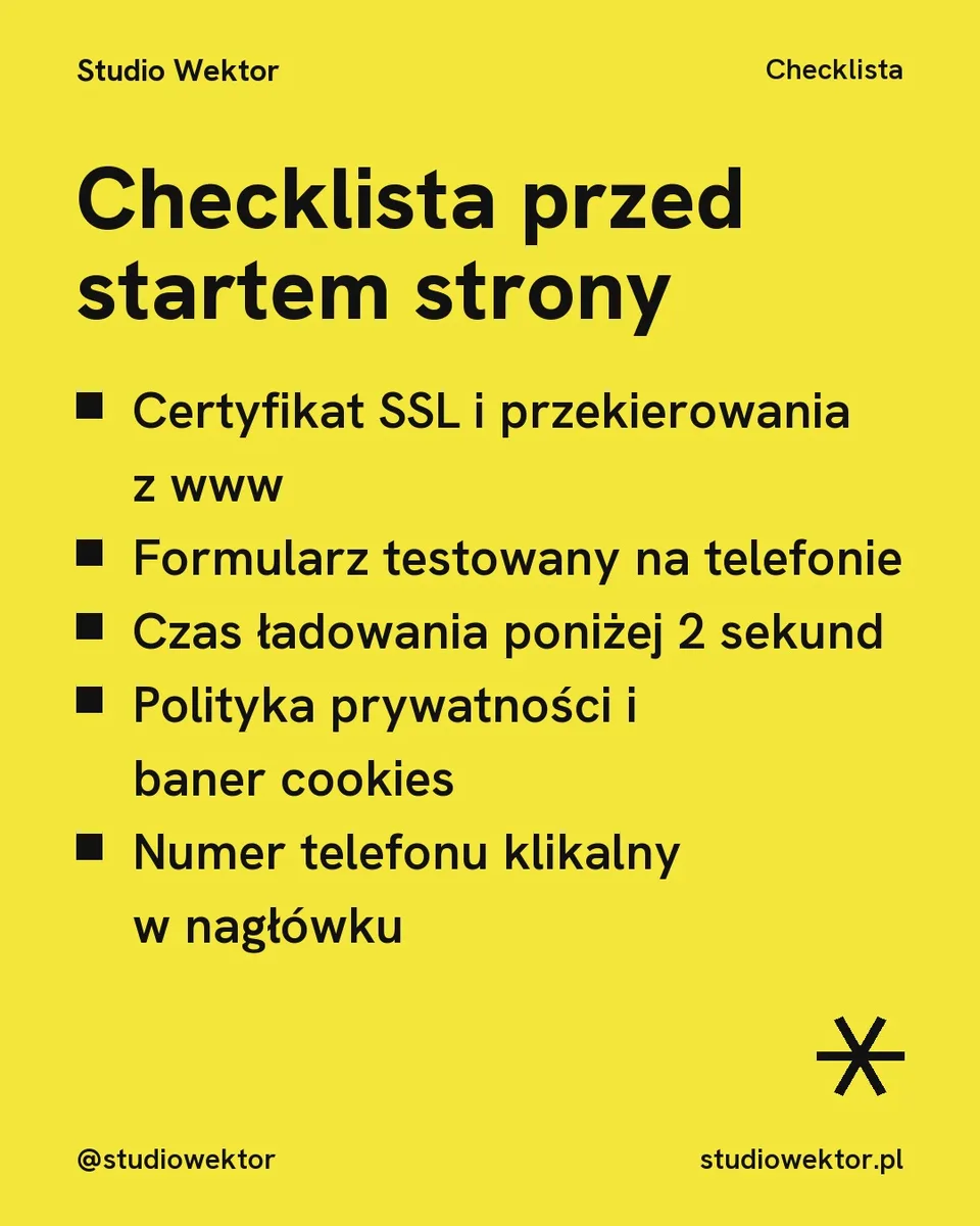 Pixel, lista: Checklista przed startem strony